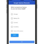 google opinion rewards survey displayed on iphone
