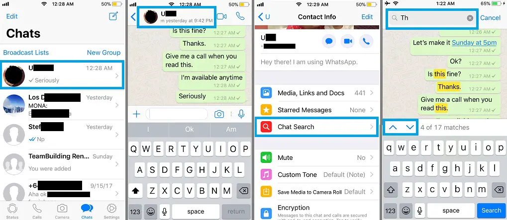 WhatsApp For iOS Updates With Search Messages Within A Specific Chat