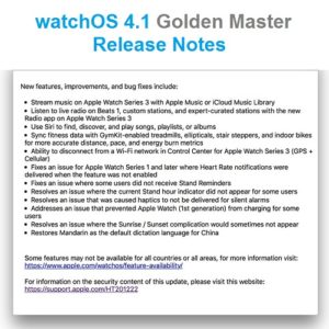 watchos 4.1 golden master release notes