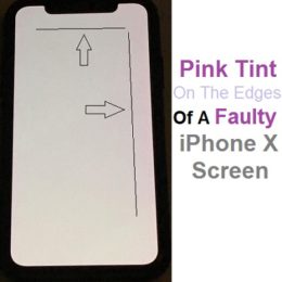 Pink tint on the edges of a faulty iPhone X screen.