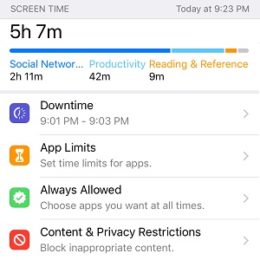 ios 12 screen time info