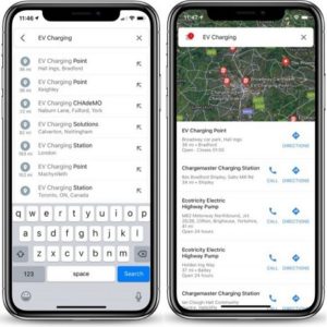 Google Maps EV charging stations feature