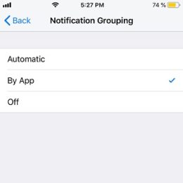 how to group notifications by app in ios 12