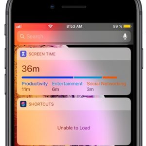 iOS 12 "Unable to Load" shortcuts widget error.