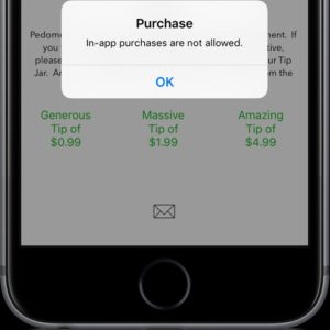 "In-app purchases are not allowed" error message on iPhone