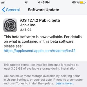 iOS 12.1.2 Public Beta Software Update