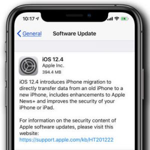 iOS 12.4 Software Update Screen.