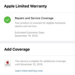 apple limited warranty showing up instead of applecare+
