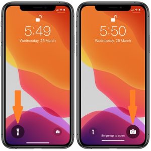 iPhone Flashlight and Camera lock screen shortcuts