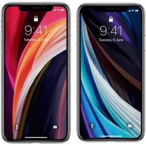 iPhone 11 Pro displaying the new iPhone SE wallpapers
