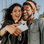 shooting a selfie with the headphones