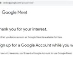 signing up to get notification when Google Meet becomes free