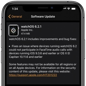 watchOS 6.2.1 Fixes FaceTime Audio Call Bug For Apple Watch