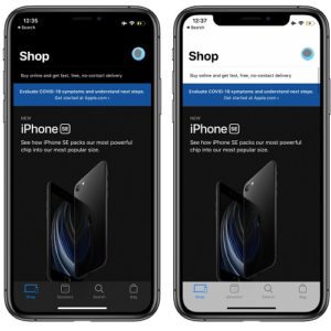 Apple Store app for iOS Dark vs Light Mode