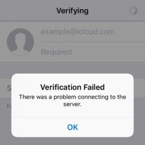 iCloud 'Verification Failed' error prompt