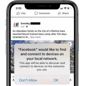 Facebook Local Network Access prompt in iOS 14