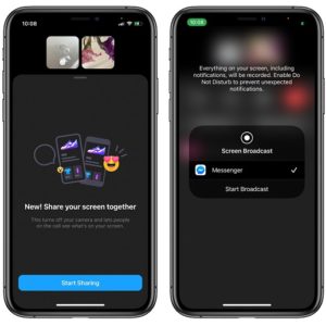 Facebook Messenger screen sharing feature
