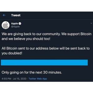 Hacked Apple tweet asking for Bitcoin