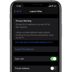 Privacy Warning for Private Wi-Fi Address turned off