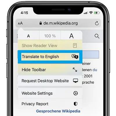 translate webpage on safari