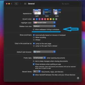 macOS Big Sur wallpaper tinting setting