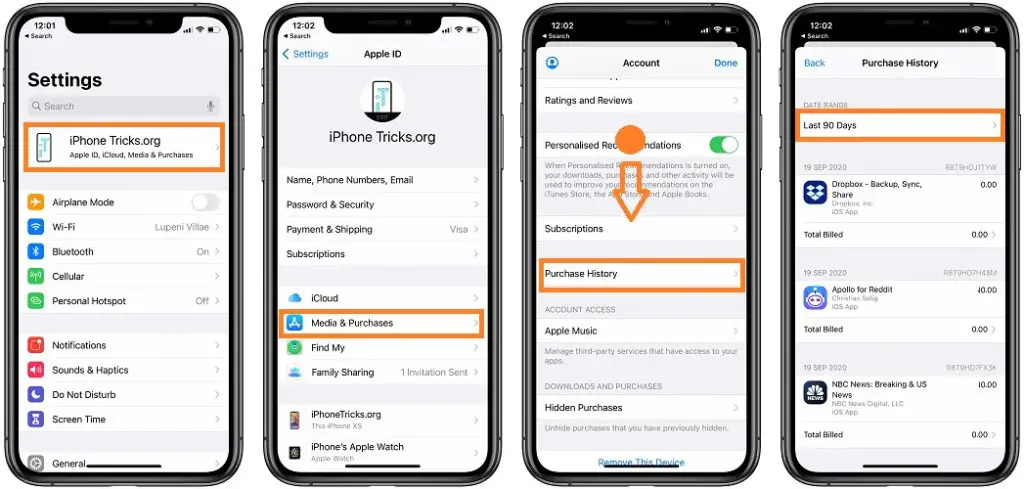 how to check iTunes purchase history