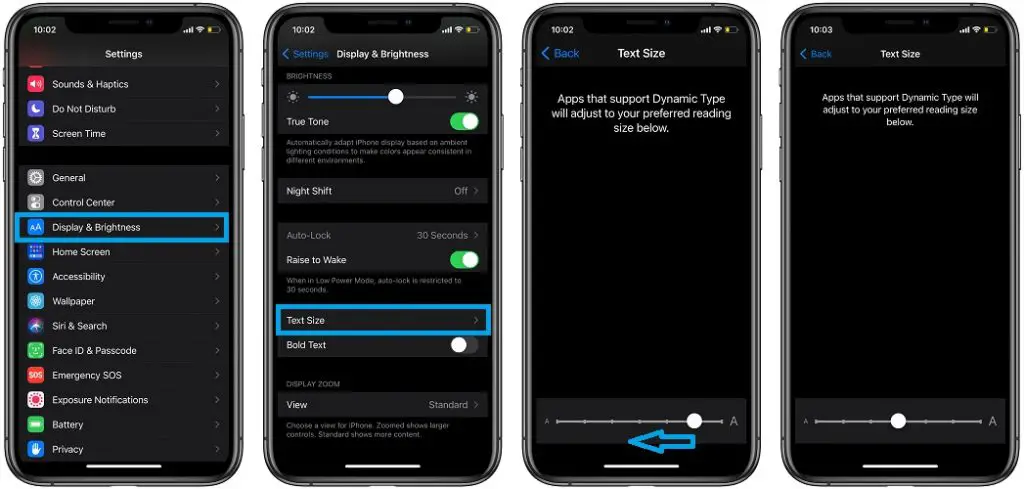 how to reduce text size in iOS 14