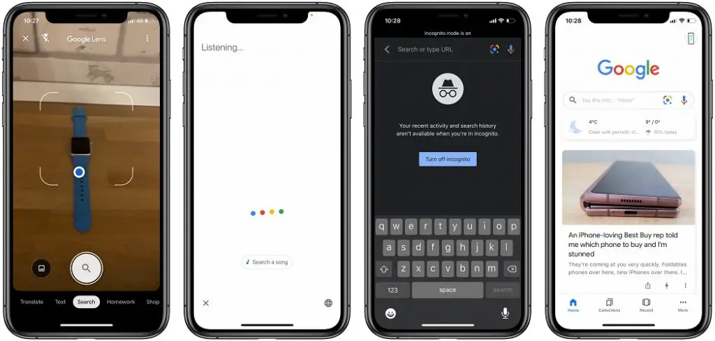 Google Search widget functions in iOS 14