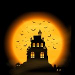 haunted house wallpaper black