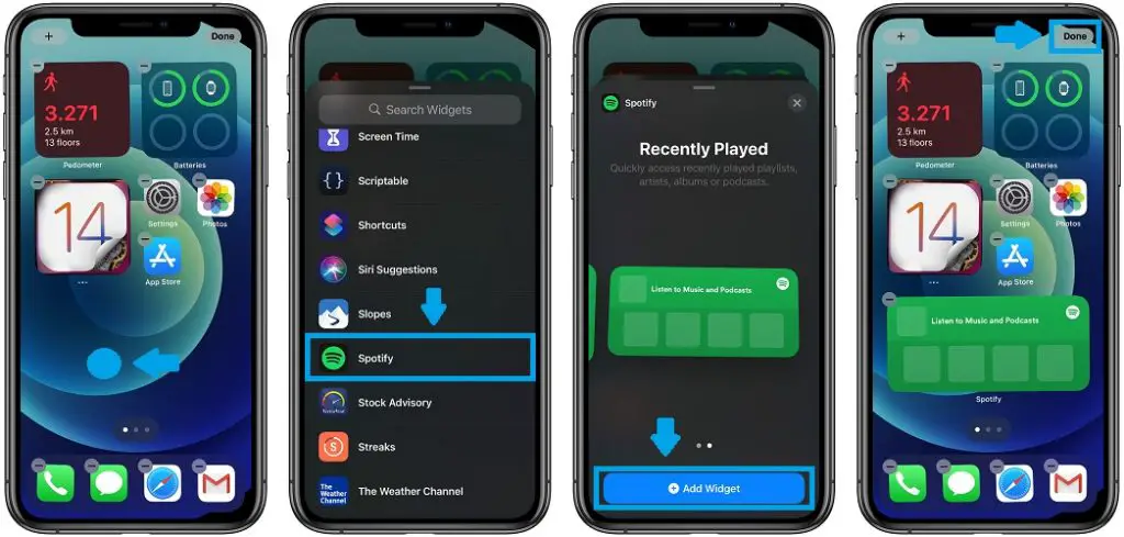 how to add Spotify widgets to Home Screen