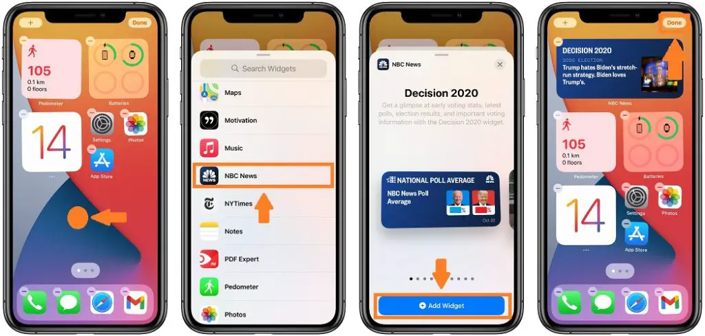 how to add presidential election widget to home screen