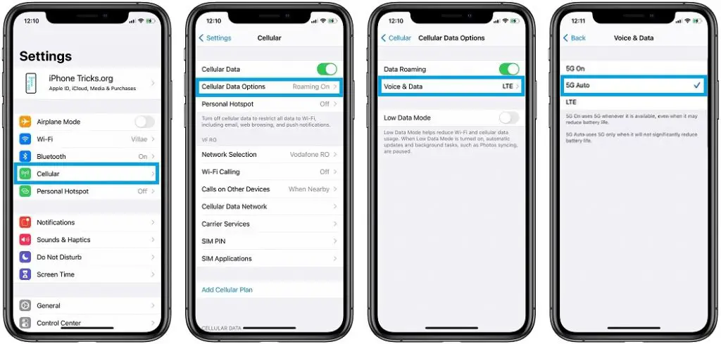 how to configure 5G on iPhone 12