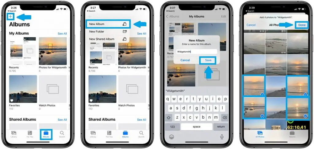 how to create new album for widgetsmith
