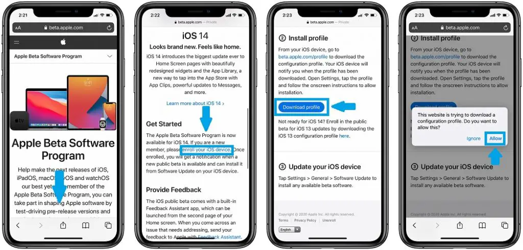 how to download iOS 14 Beta Profile