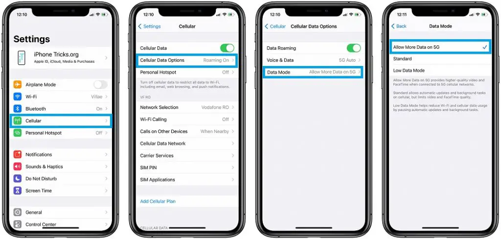 how to enable iOS software updates over 5G