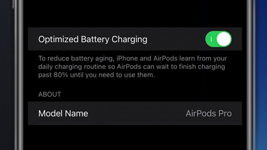 how to turn off optimized battery charging for airpods