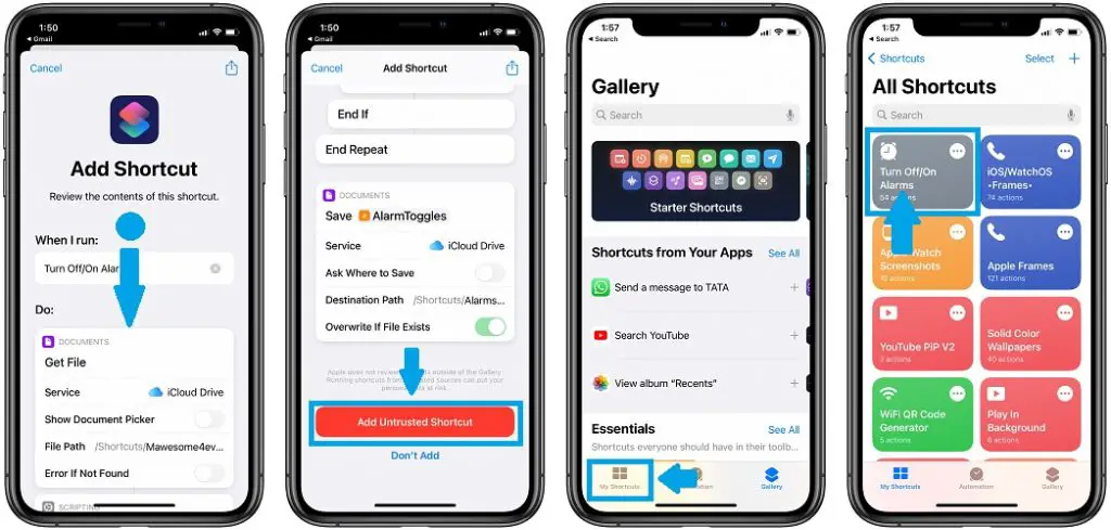 how to add untrusted shortcut to iPhone