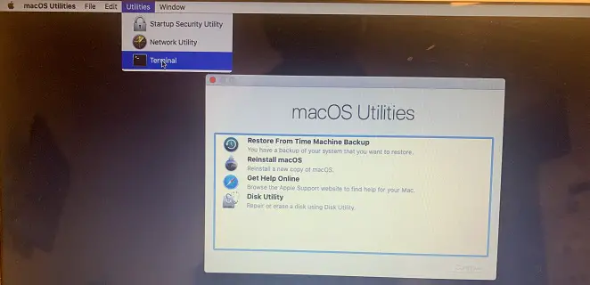 how to launch Terminal app in macOS recovery mode