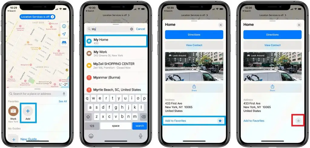 apple maps add home address to favorites bug