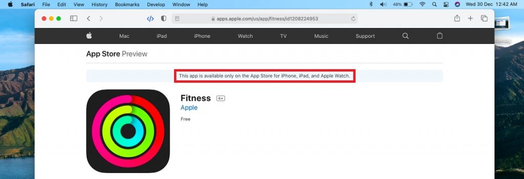 fitness app not available in Mac App Store