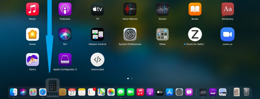how to bring calculator in macos big sur dock