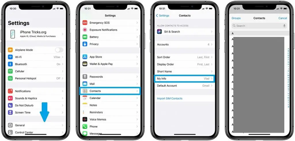 how to change contact card