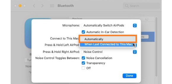 how to enable airpods automatic Bluetooth switching on Mac