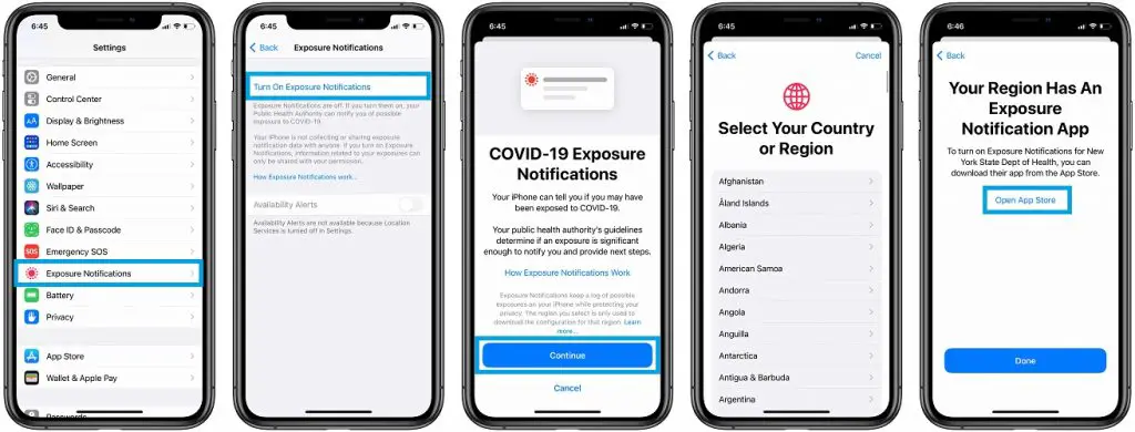 how to turn on exposure notifications