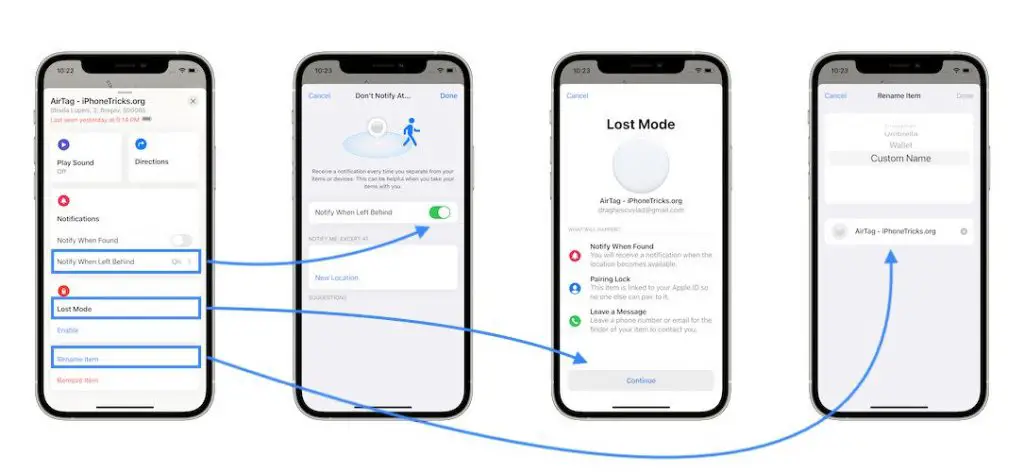 AirTag Settings in Find My