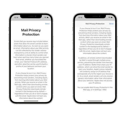 Mail Privacy Protection details