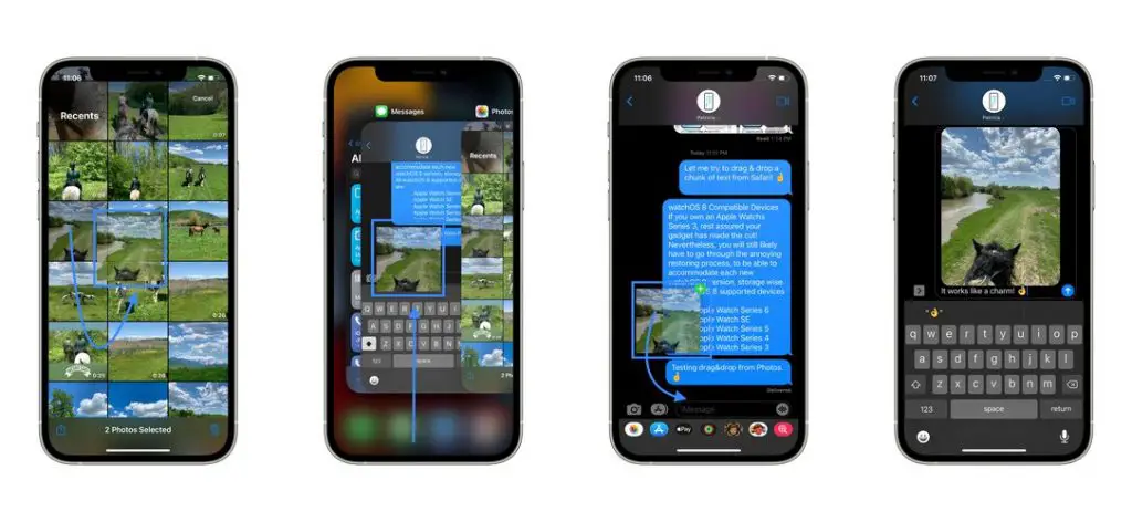 drag and drop photo on iphone