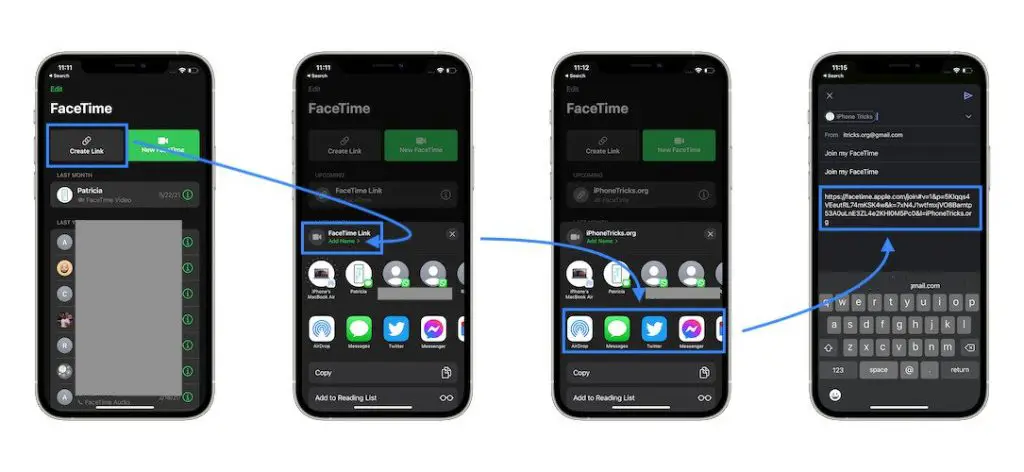 how to create FaceTime invite link