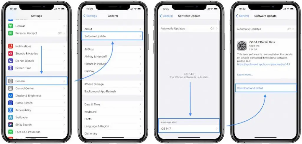 how to install iOS 14.7 Public Beta