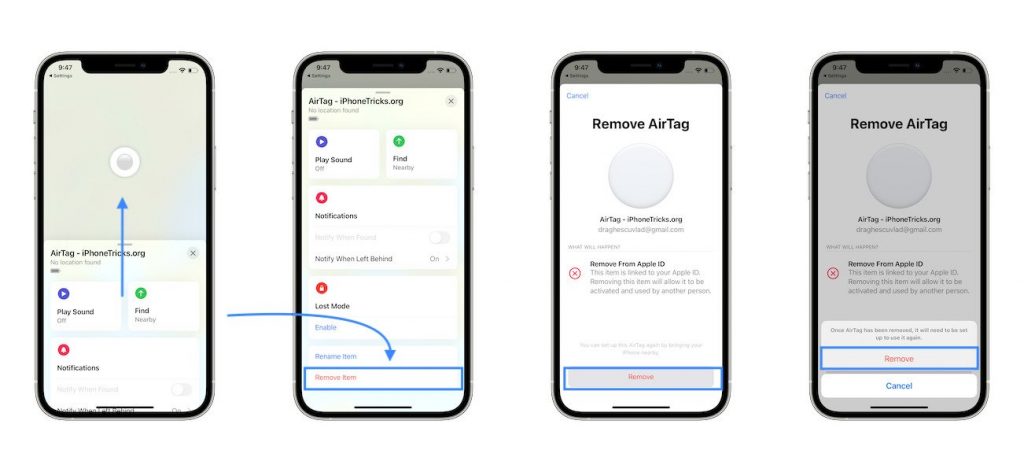 how to remove AirTag from iPhone